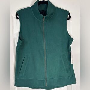 Green Sleeveless Zipper Vest, Large